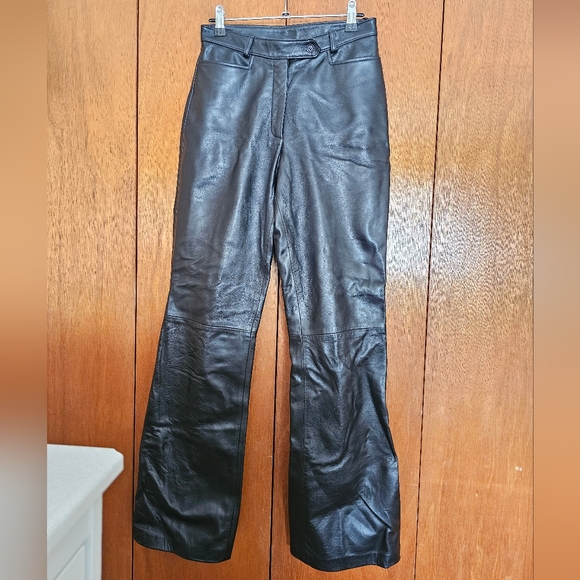 Sandro Flare Leather Trousers. Size 4 - Picture 4 of 13